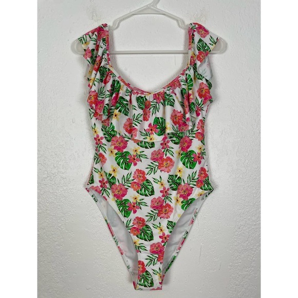Cabana Del Sol Floral Off Shoulder One Piece Swimsuit NWOT Size Large - Picture 1 of 4